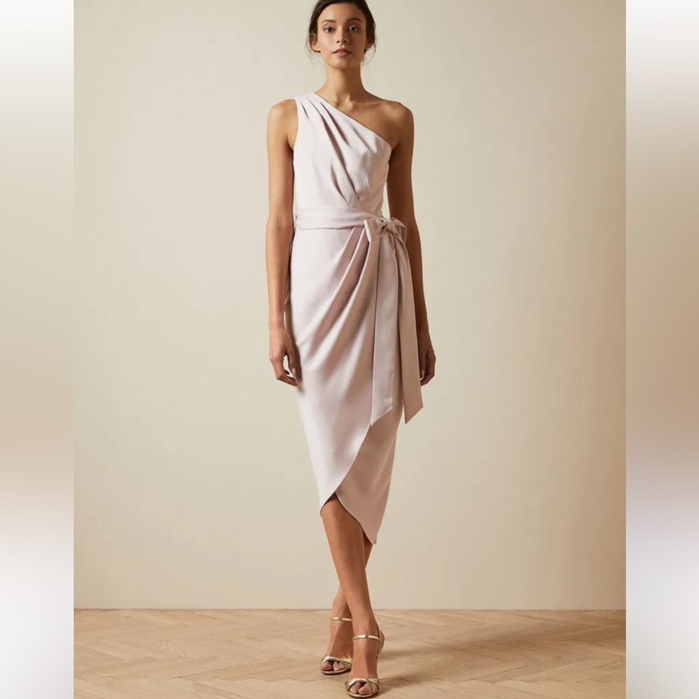 Ted Baker Women's Pink One Shoulder Drape Dress